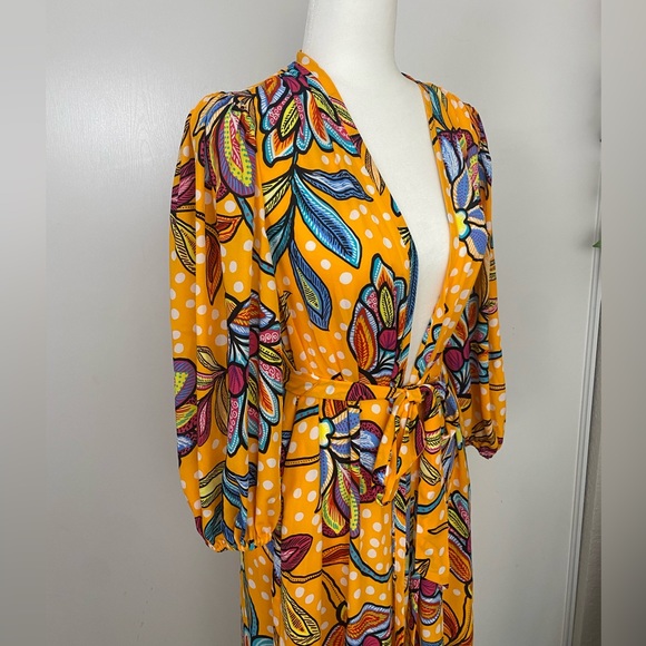 NWT Tabitha Brown x Target Orange Floral Print Long Duster Size XS Kimono Dress - Picture 13 of 15